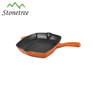 Venta al por mayor Nueva esmalte azul Utensilios de cocina de hierro fundido Parrilla Grill Pan